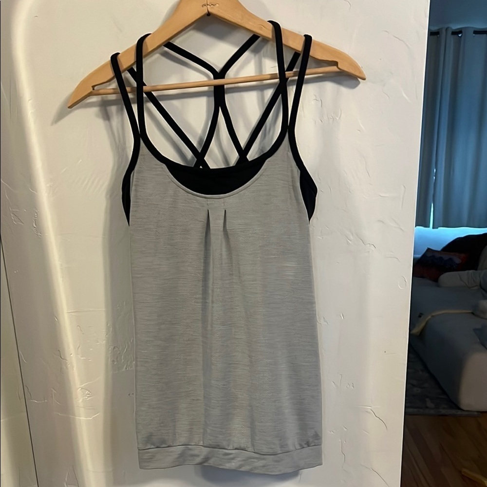 Athleta Gray Strappy‎ Camisole Top with built in sports bra